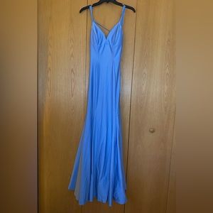 Morgan & Co light blue satin prom dress size 0.